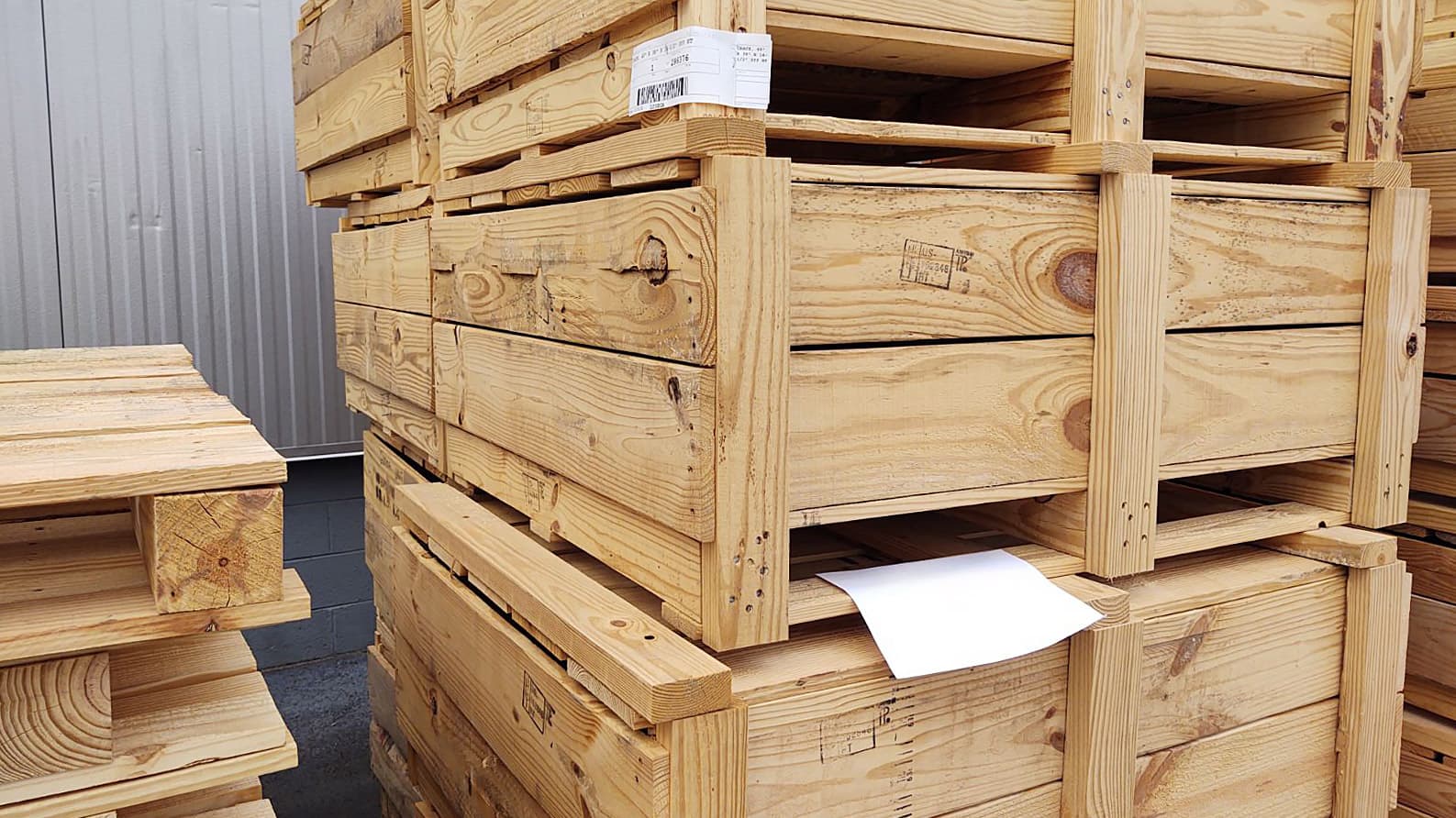Custom crates arranged in stacks